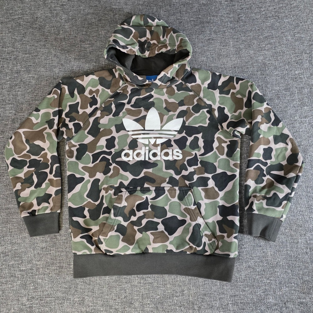 Adidas Originals Camo Trefoil Hoodie Mens Small Green Pullover BS4952 2017